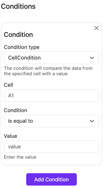 Add condition for Sheet Automation